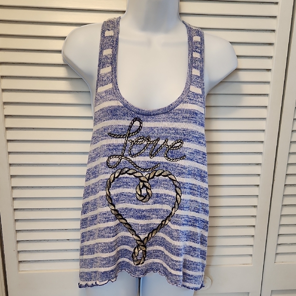 Stranded Blue Sleeveless Graphic Tank Top